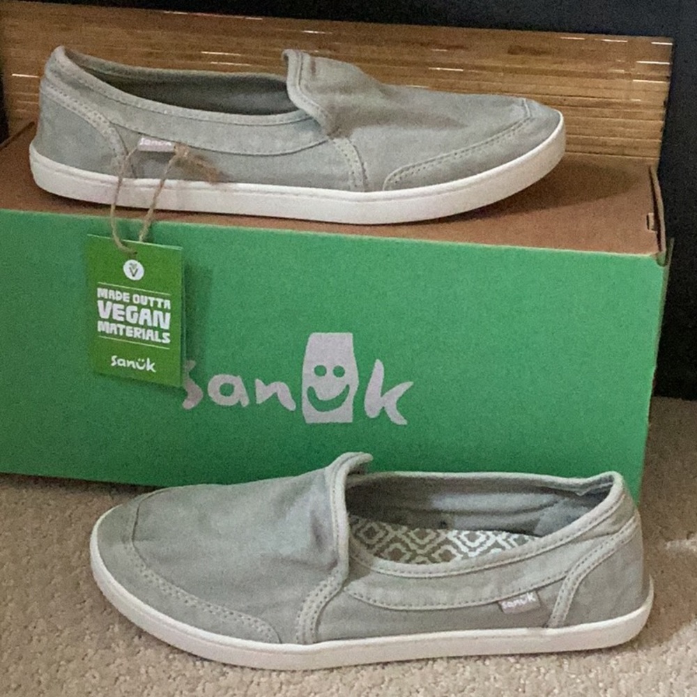 💗 SANUK Pair O Dice sneakers flats Sz 6 NIB gray Harbor Mist NEW